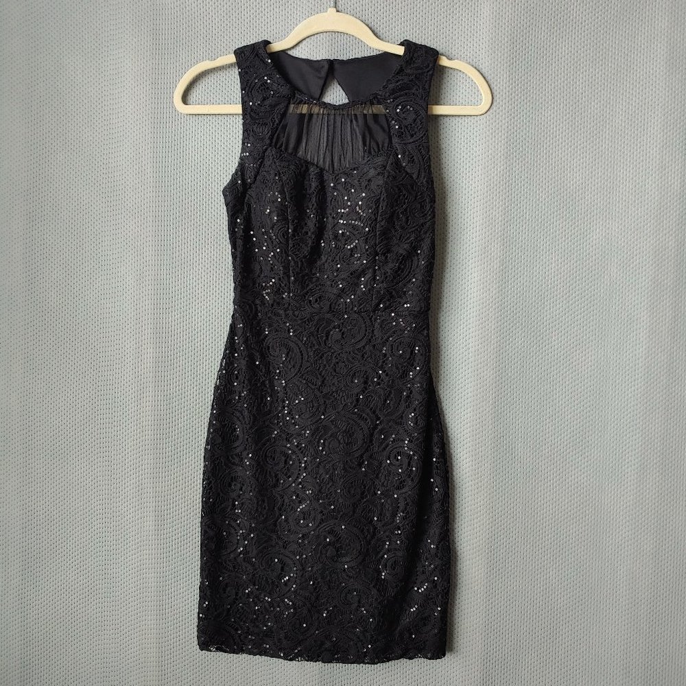 City Triangles Black Lace & Sequin Cocktail Dress